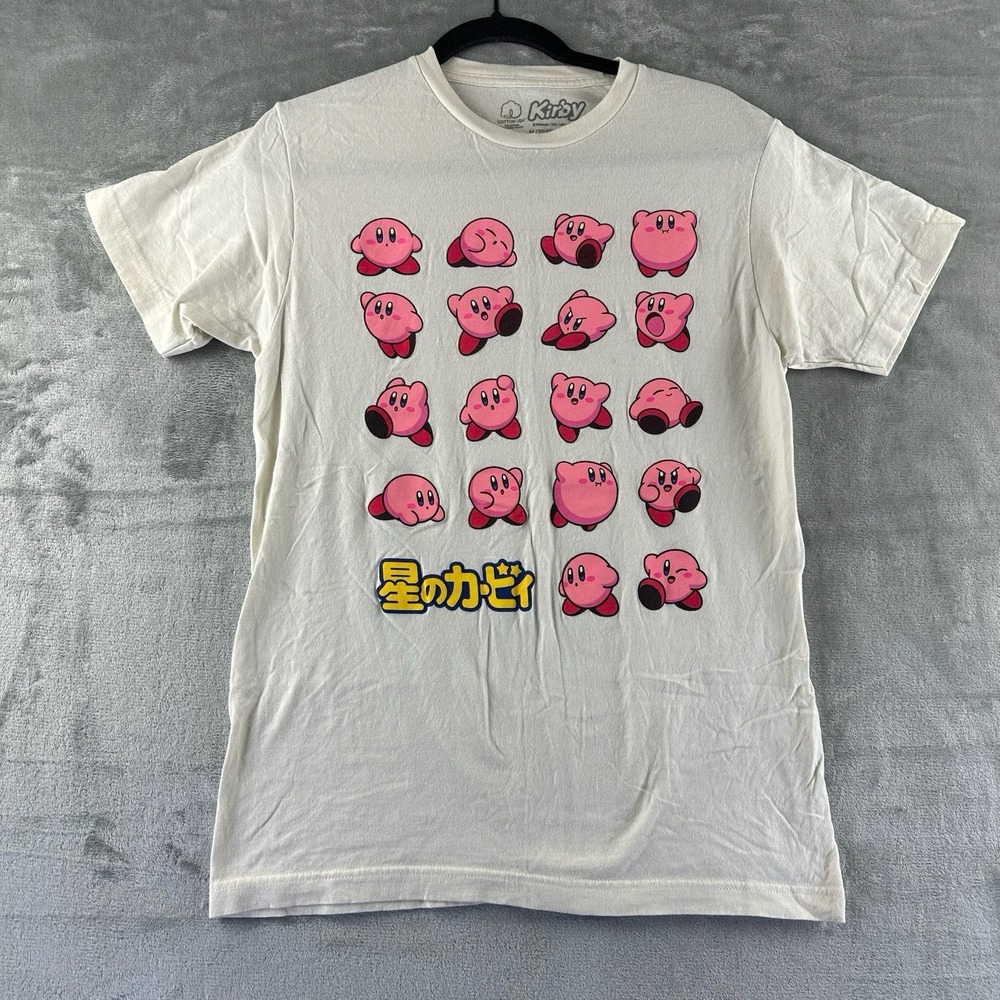 Nintendo Kirby Graphic T Shirt Size M Ivory/Cream Color Short Sleeve.